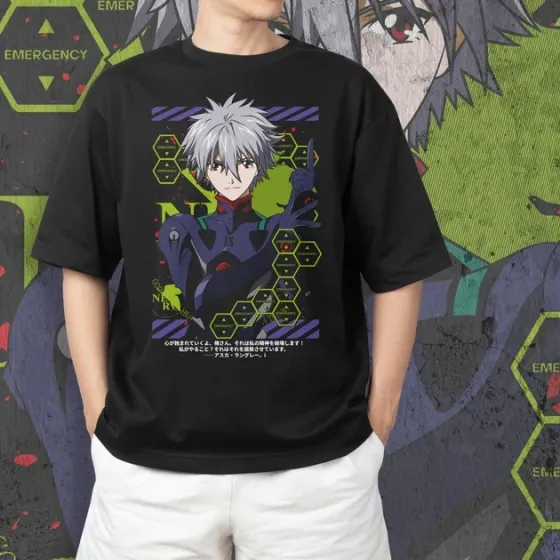 Футболка для подростка мальчика с принтом Evangalion Каору Нагиса Размер 160 Anime10662 Днепр