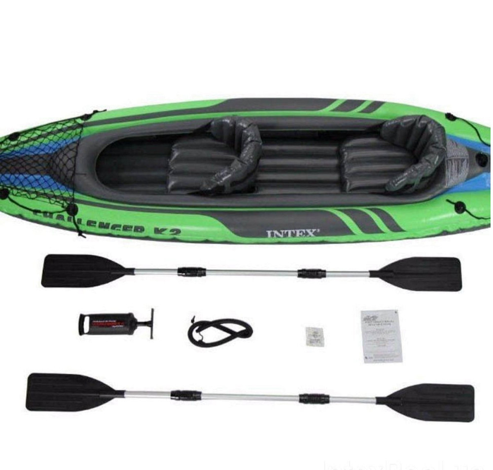 Двомісна надувна байдарка каяк Intex 351 х 76 см,з веслами та насосм Київ - фото 2