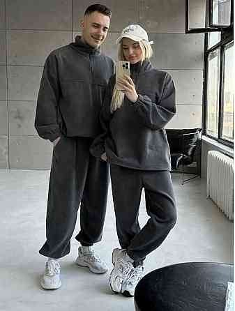 Стильний чоловічий теплий костюм двосторонній щільний фліс Графіт, L Одеса