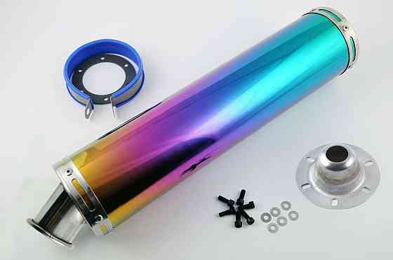 Глушник (тюнінг) 420*10 см, кріп. Ø78mm (нержавіюча сталь, веселка) Мукачево