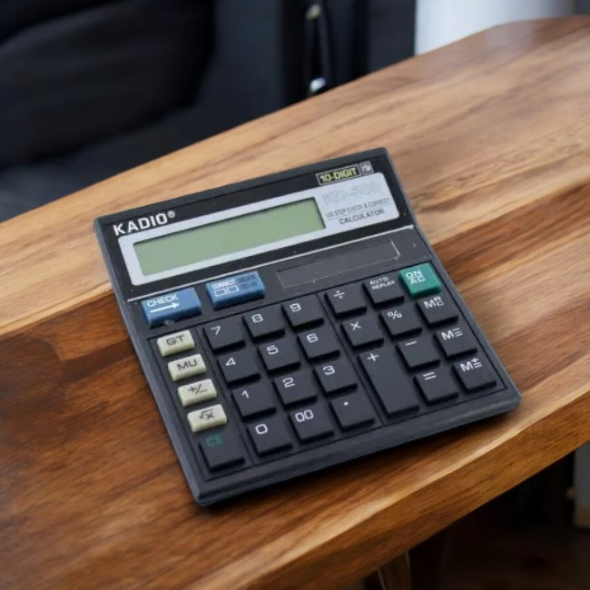 Бухгалтерський калькулятор KK KD500, 10-розрядний дисплей, обчислення відсотків, пам'ять, живлення батарейки/сонце Одеса - фото 1