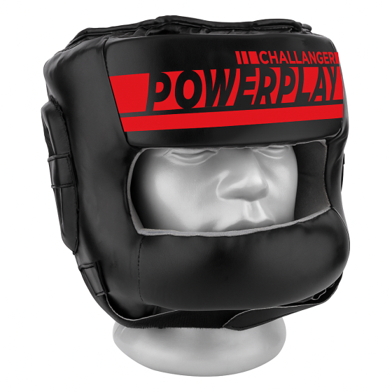Боксерский шлем тренировочный PowerPlay 3067 Challanger с бампером PU + Amara Красный L (капа в комплекте) Киев