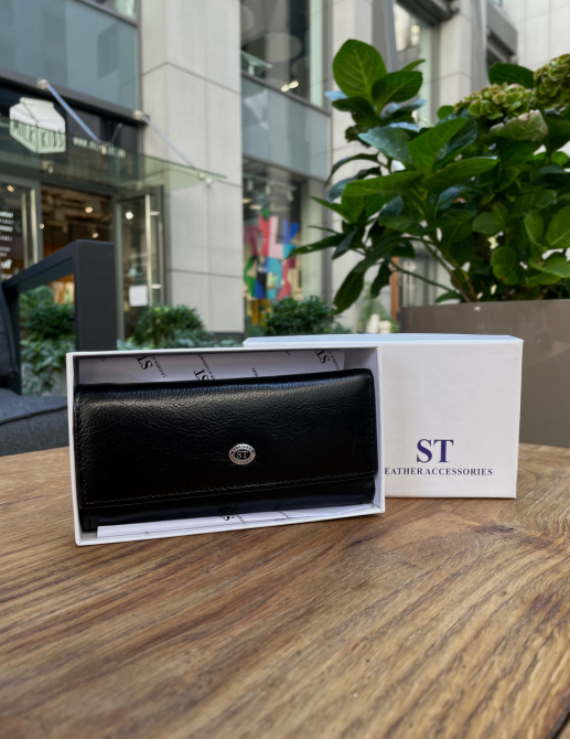 Черная ключница из натуральной кожи с отделением для денег ST Leather B416 Каменское - изображение 15