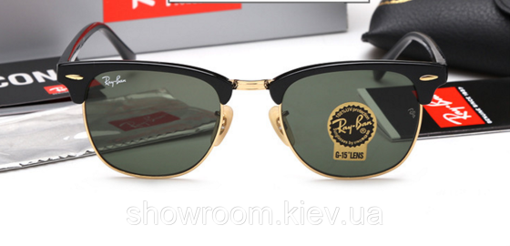 Сонцезахисні окуляри RAY BAN 3016 clubmaster black LUX Київ