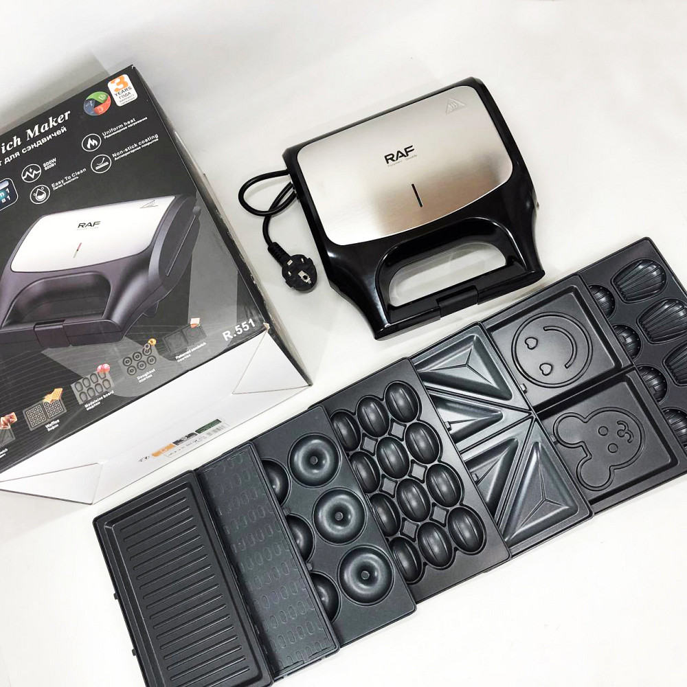 Прижимной домашний гриль RAF R.551 850 Вт 8 в 1, Сковорода с сэндвич дном, Гриль для дома електрогриль UI-87 Львов - изображение 9