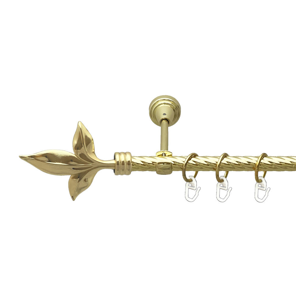 Карниз Orvit Листок Лілії металевий однорядний відкритий скручена труба кільце металеве Золото 16 мм 240 см (00-00024798) Львів - фото 1