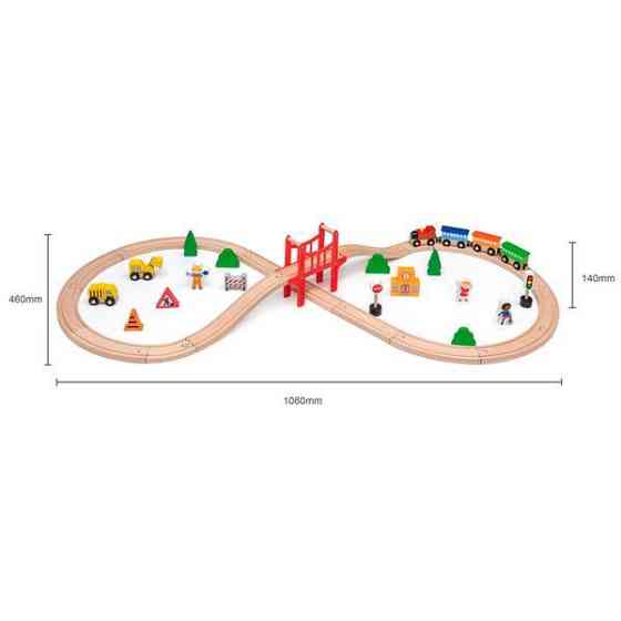 Іграшкова залізниця Viga Toys дерев'яна 39 ел. (50266) Харків