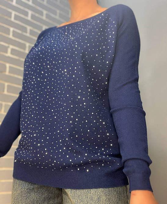 Джемпер женский ACCORDDREAM 9067 тонкий свитер россыпь камней, темно-синий, one size Киев - изображение 15