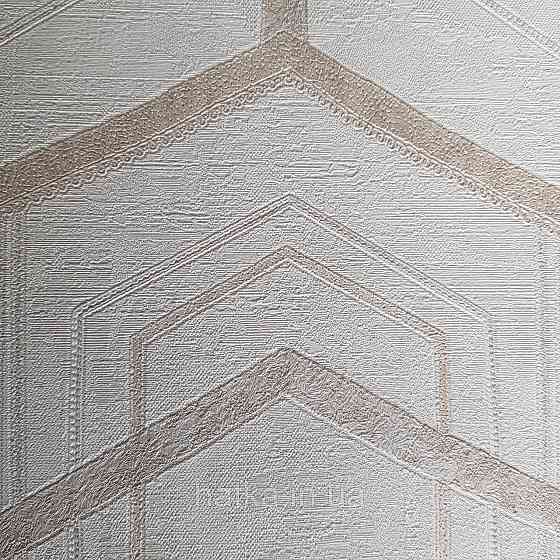 Шпалери метрові вінілові на флізелін 24 Carati Cristiana Masi геометрія смуги золотом сірі на молочному 3д Київ