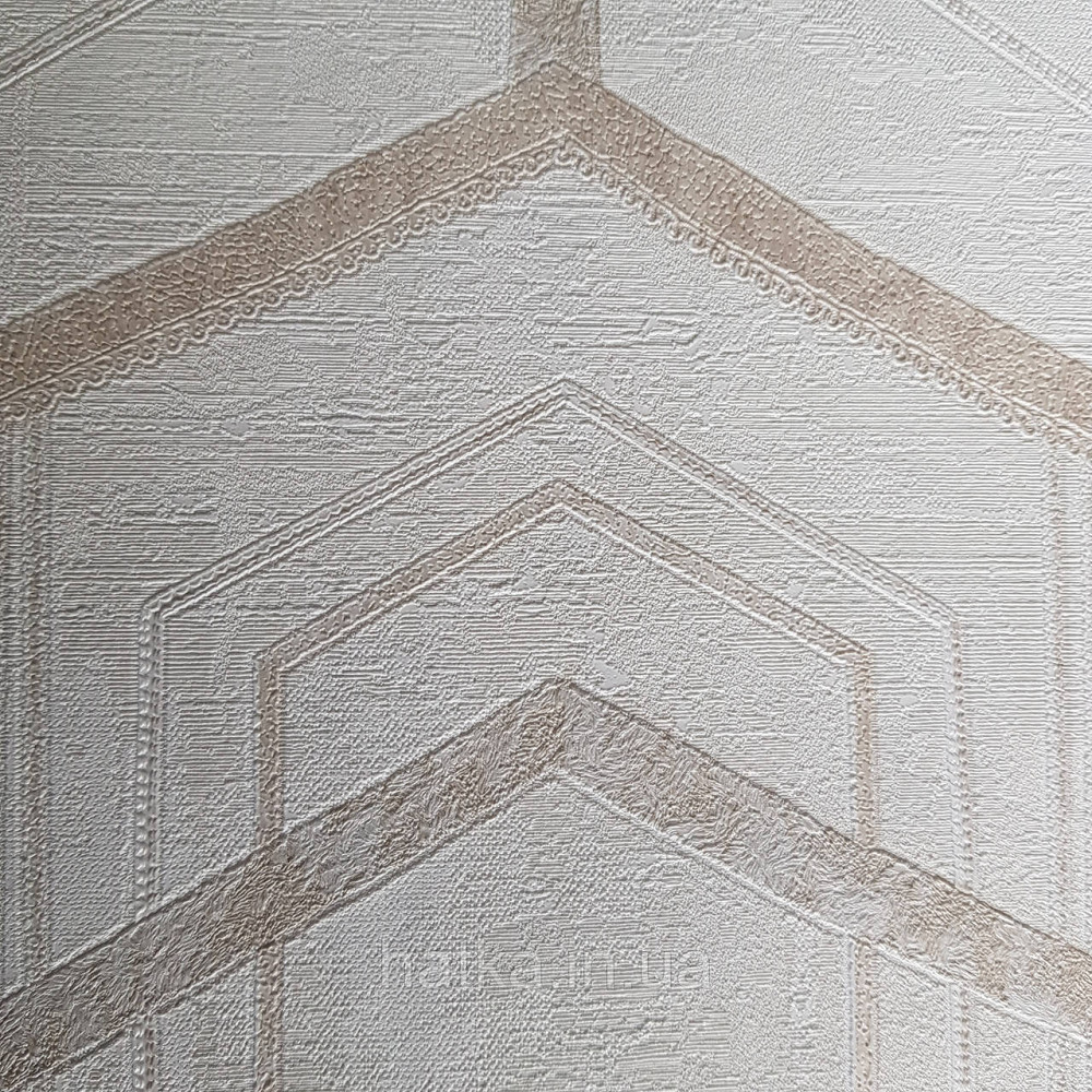 Шпалери метрові вінілові на флізелін 24 Carati Cristiana Masi геометрія смуги золотом сірі на молочному 3д Київ - фото 3