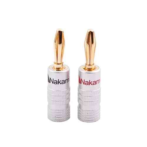 Штекер акустический разъем банан зажимной 4мм Nakamichi пара медный с золотым напылением Киев