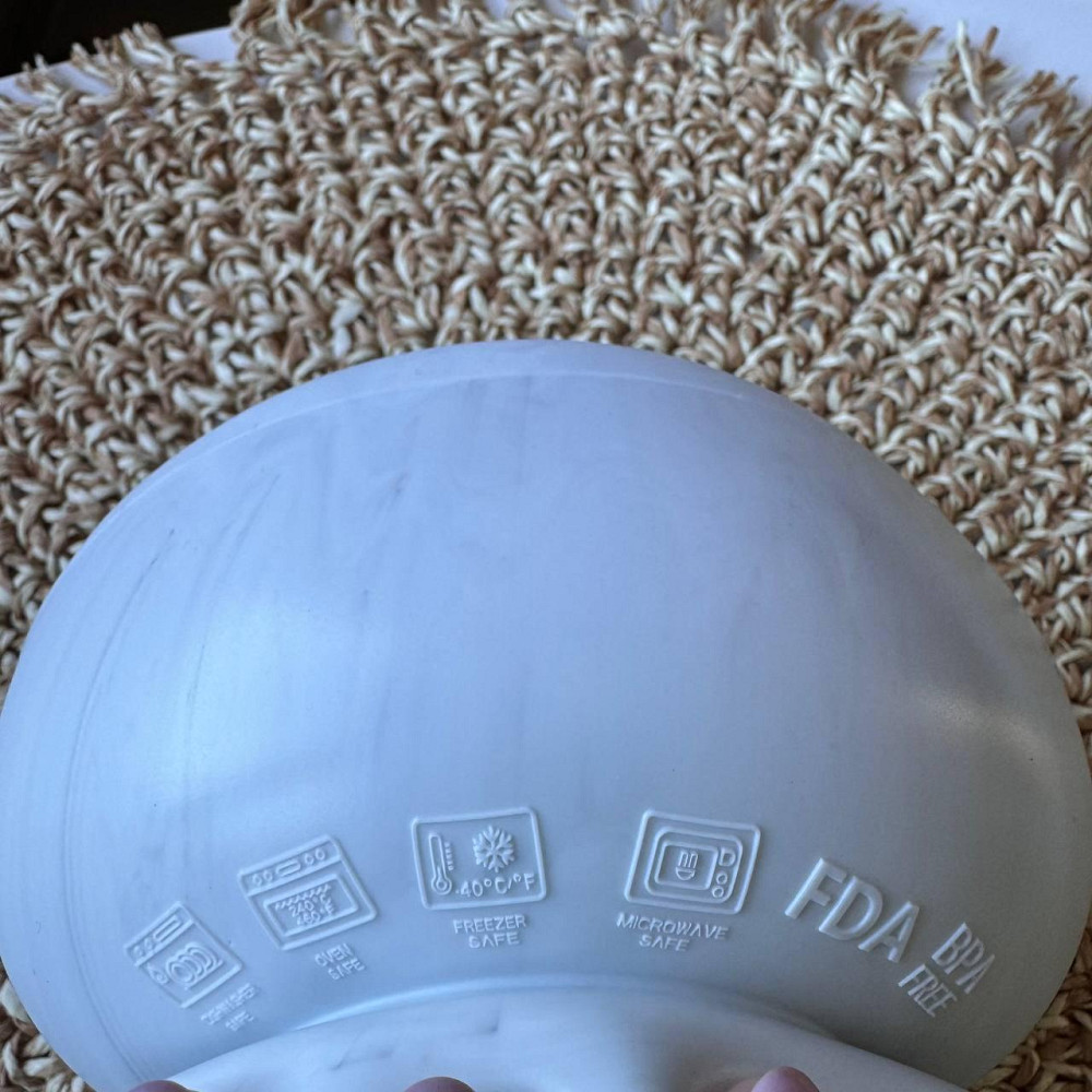 Набор детской силиконовой посуды для детей удобная силиконовая посуда на присосках 9 предметов белый мрамор Киев - изображение 7