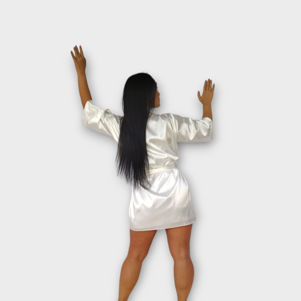 Халат женский атласный под пояс длина 90см Белый 3XL/4XL Харьков - изображение 1