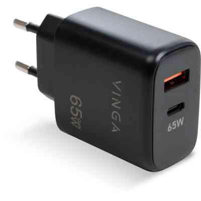Зарядний пристрій Vinga GaN 65W PD+QC 1C1A ports Wall Charger (VCPCHCA65B) Вінниця