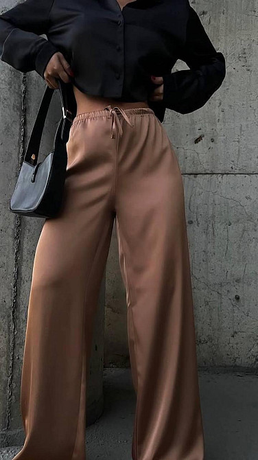 Жіночі стильні штани шовк Армані Шоколад, 42/44 Одеса - фото 1