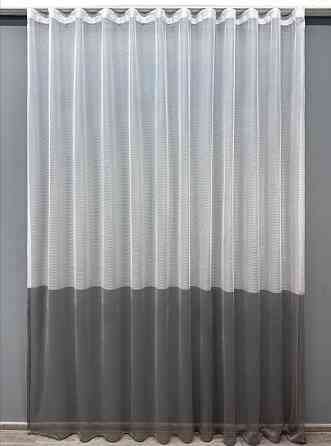 Тюль VR-Textil 1748т Сітка Льон Білий з графітовим 300х250 см (42-0759) Київ