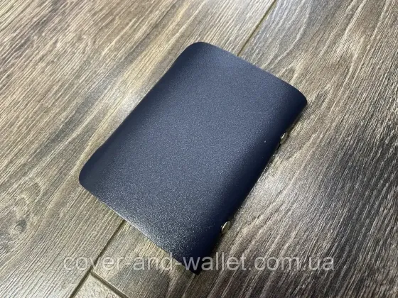 Шкіряна візитниця картхолдер чорного кольору маленького розміру ST Leather Синій Київ