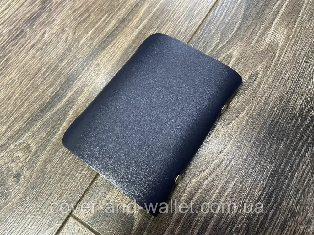 Шкіряна візитниця картхолдер чорного кольору маленького розміру ST Leather Синій Київ - фото 4