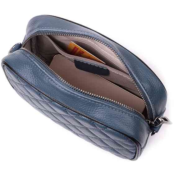 Кожаная сумка через плечо на одно отделение для женщин Синяя (Vintage) Киев