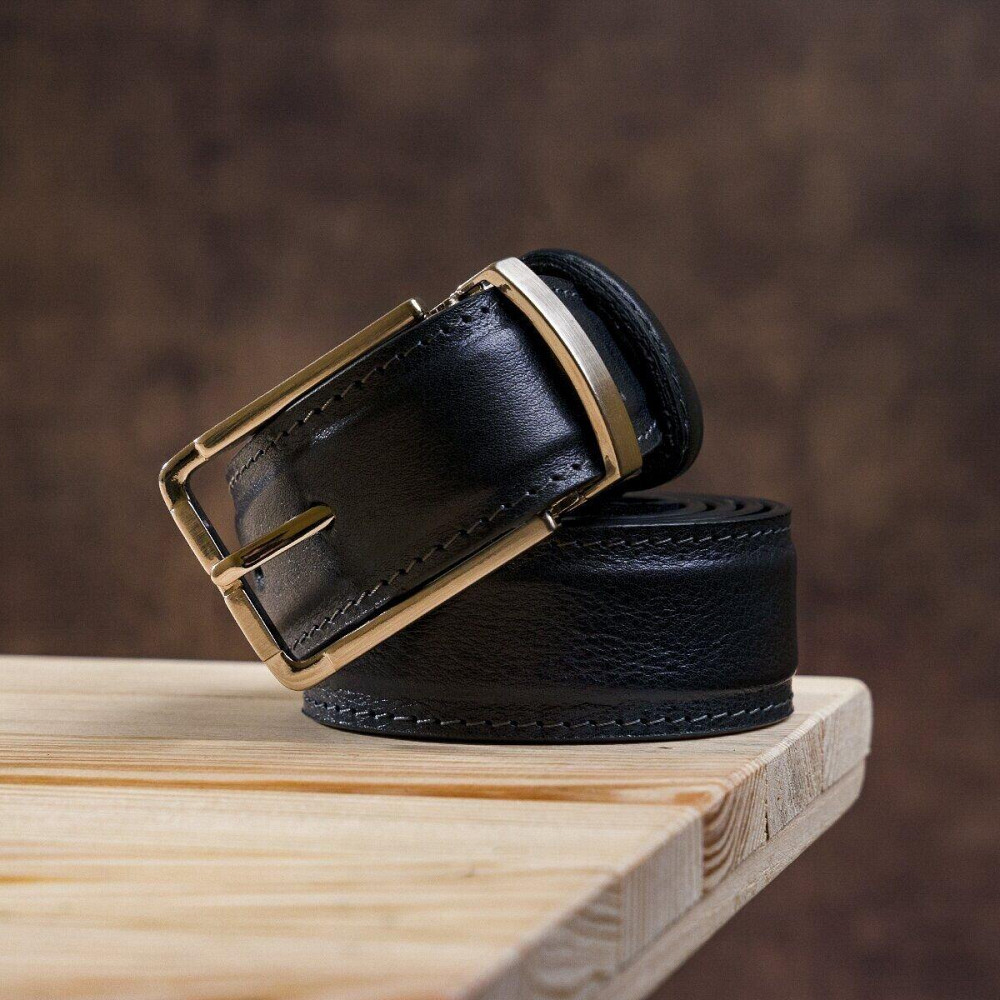 Ремень брючный двусторонний мужской Grande Pelle 11156 Синий и Черный Киев - изображение 6