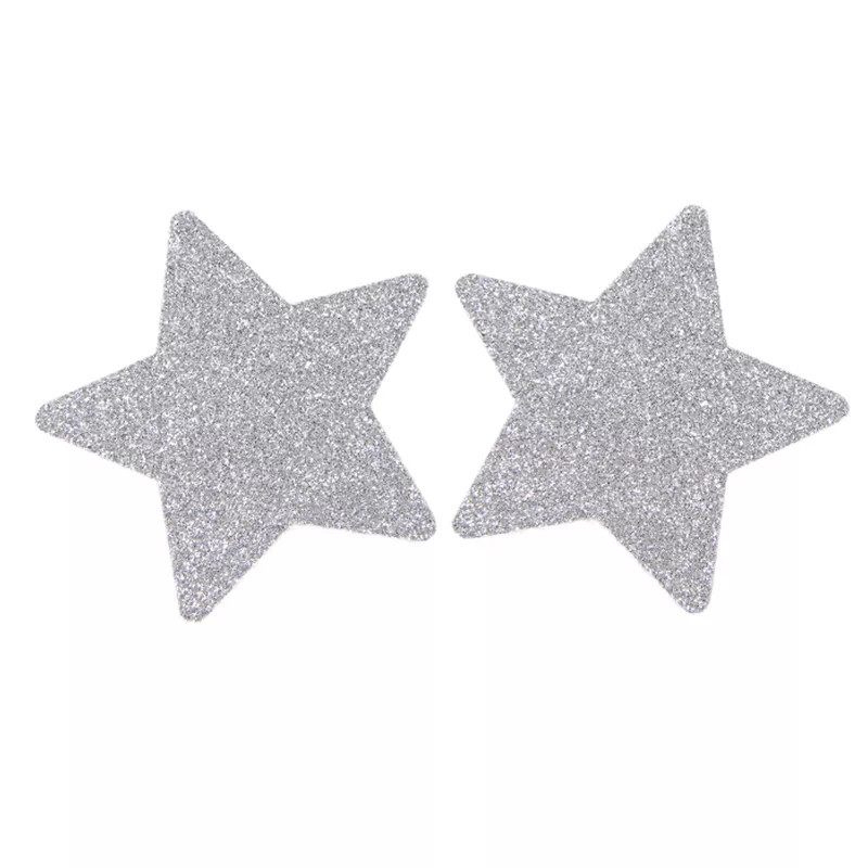 Стикини на грудь Звезды с блестками 8 см серебристый Киев - изображение 1