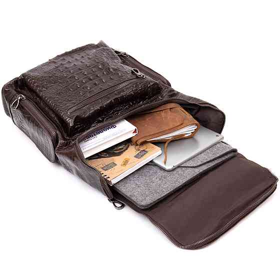 Рюкзак под рептилию кожаный Vintage 20430 Коричневый Киев