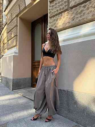 Жіночі широкі оверсайз штани Аладини з плащової тканини Моко Одеса