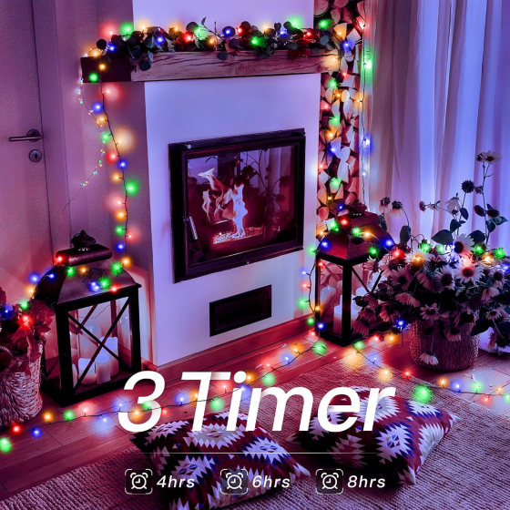 Уличная LED-гирлянда 20 м 200 LED мультиколор, 220 В, пульт ДУ, таймер, 8 режимов, для дома и сада Киев