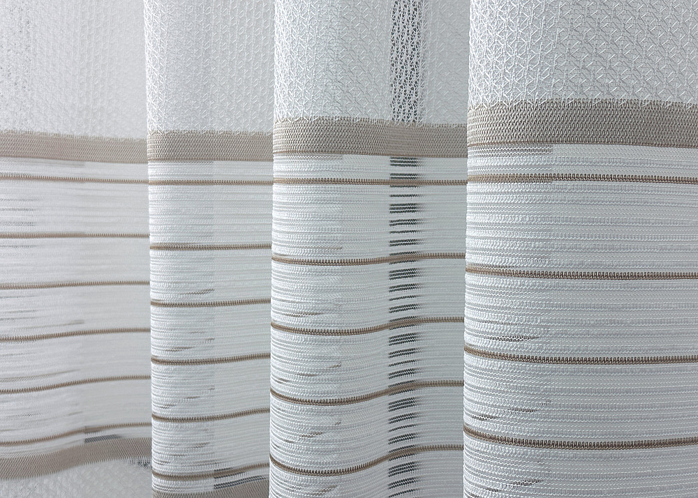 Короткий тюль VR-Textil 1948т Жаккард Белый с капучино 300х145 см (42-0904) Киев - изображение 4