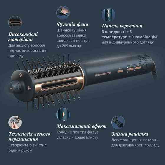 Фен-щітка Rowenta Air Brush 3D UB9720E0 ( чорний із золотистим ) Харків
