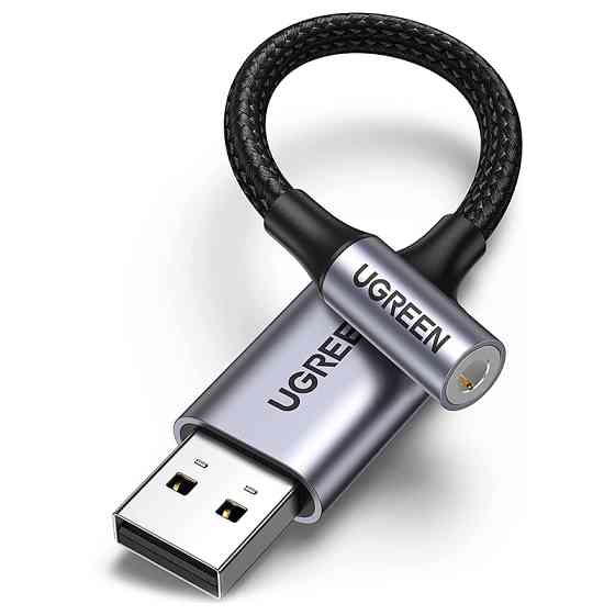 Звукова карта USB AUX jack, TRRS (Mic + Ear) KT0210 25 СМ Ugreen Чорна CM477 Винница