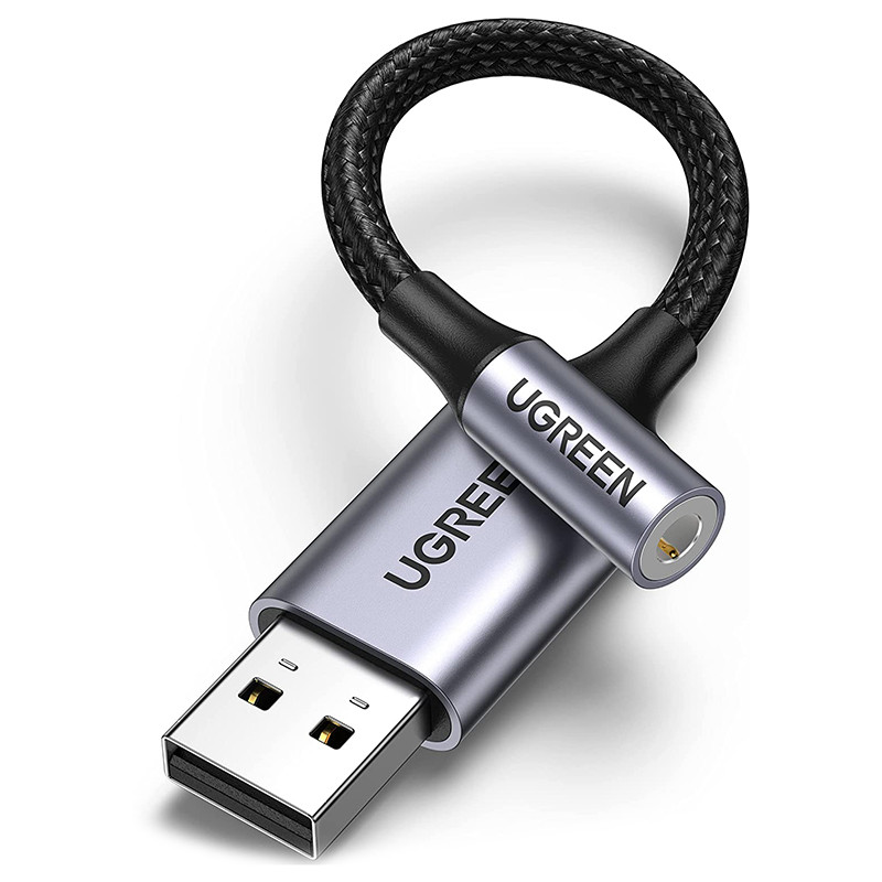 Звукова карта USB AUX jack, TRRS (Mic + Ear) KT0210 25 СМ Ugreen Чорна CM477 Винница - изображение 3