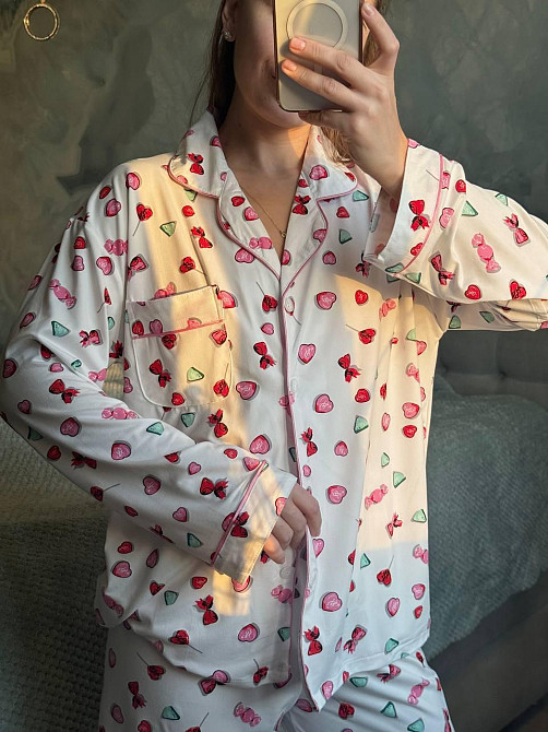 Жіночий домашній костюм двійка: сорочка і штани з принтом коттон Одеса - фото 5