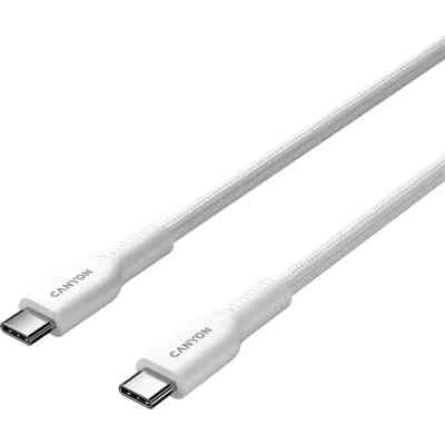 Дата кабель USB-C to USB-C 1.0m OnWire 60CL C-C 60W COLOR Braided 1m White Canyon (CND-CCAP60AB10W) Вінниця