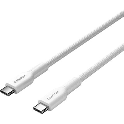 Дата кабель USB-C to USB-C 1.0m OnWire 60CL C-C 60W COLOR Braided 1m White Canyon (CND-CCAP60AB10W) Винница - изображение 2