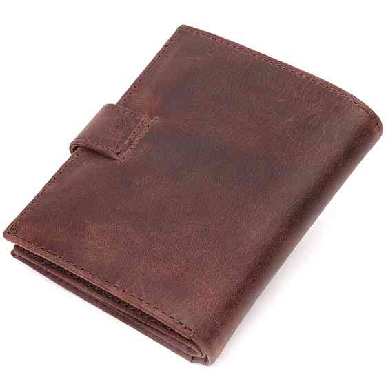Невеликий чоловічий гаманець у вінтажній шкірі Коричневий (KARYA) Київ