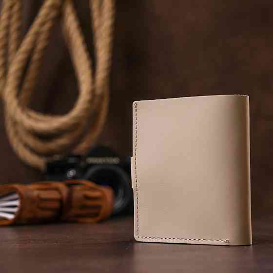 Компактне шкіряне портмоне Shvigel 16489 Бежевий Київ