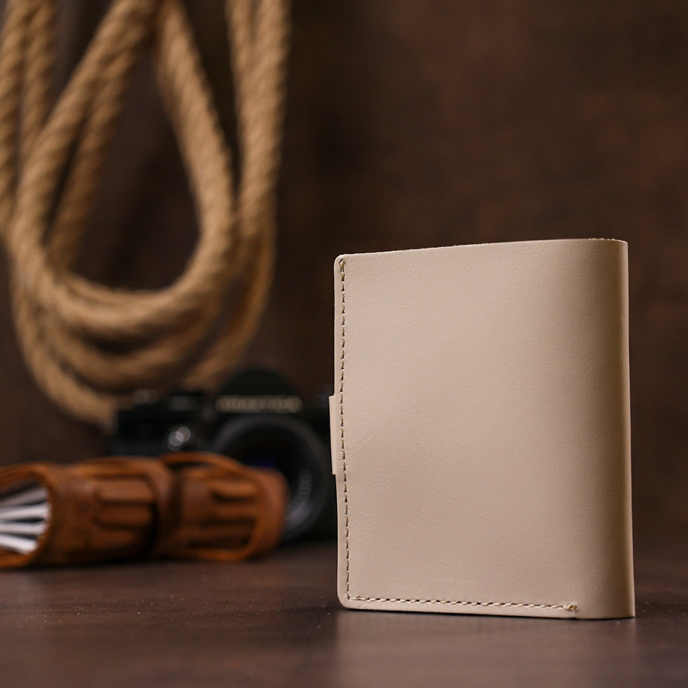 Компактное кожаное портмоне Shvigel 16489 Бежевый Киев - изображение 2