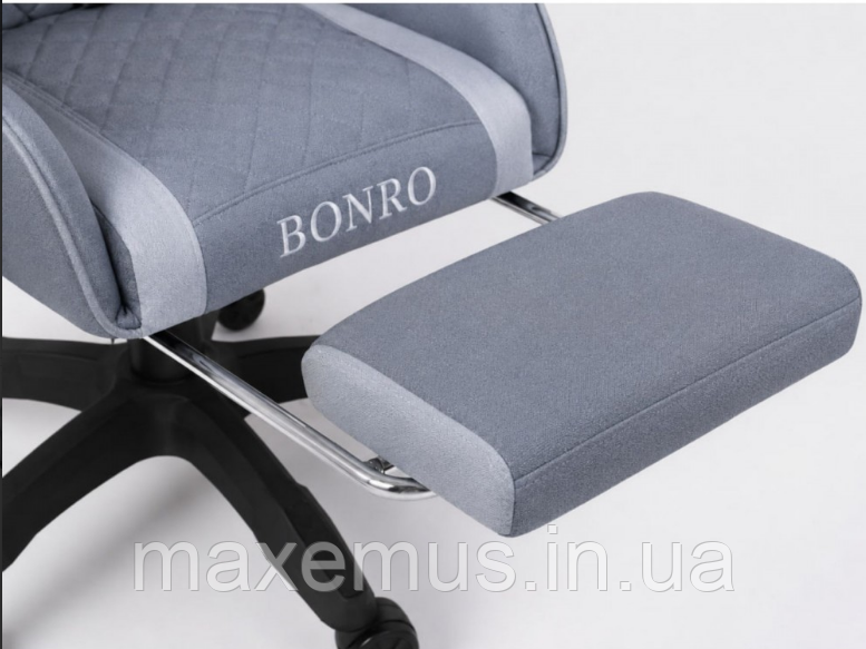 Компьютерное кресло с подставкой для ног Bonro Core B-702 Серое | Тканевое офисное и геймерское кресло (до 150 кг) Мостиська - фото 8