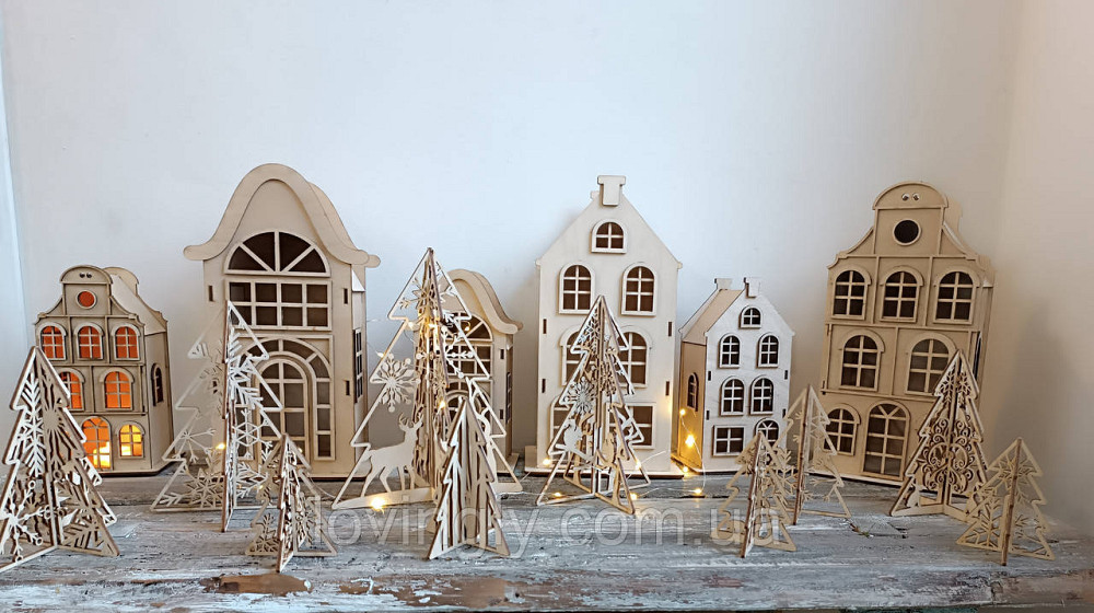 Праздничная объемная декорация. Набор из 10 елок разного размера и дизайнов. Ирпень - изображение 4