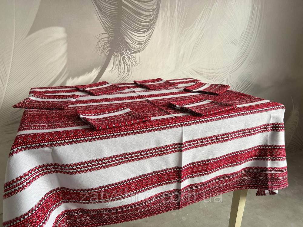 Яскрава вишита скатертина з серветками Київ - фото 5