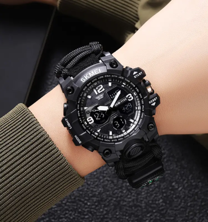 Годинник чоловічий спортивний Skmei 1155 B hamlet на паракордовому ремінці (Чорний) Вінниця