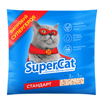 Наполнитель для туалета Super Cat Стандарт Деревянный впитывающий 1кг (3л) (3546) Винница - изображение 1