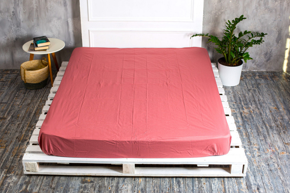 Ecotton Простирадло на резинці Ecotton 180х200 см однотонне світло-бордове Марсала Marsala Коломыя - изображение 1