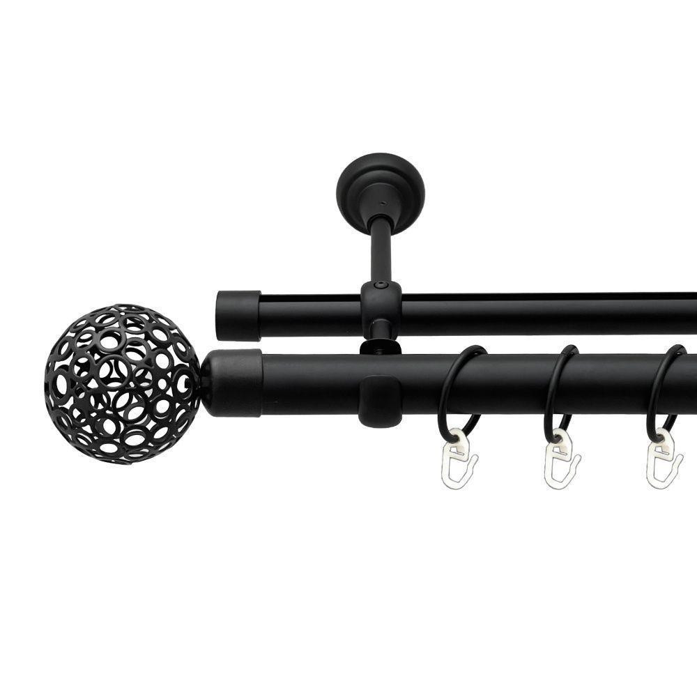 Карниз Orvit Савона металевий дворядний опозитний гладка \ профільна труба кільце металеве Чорний Оксамит 25\19 мм 160 см Львів - фото 1