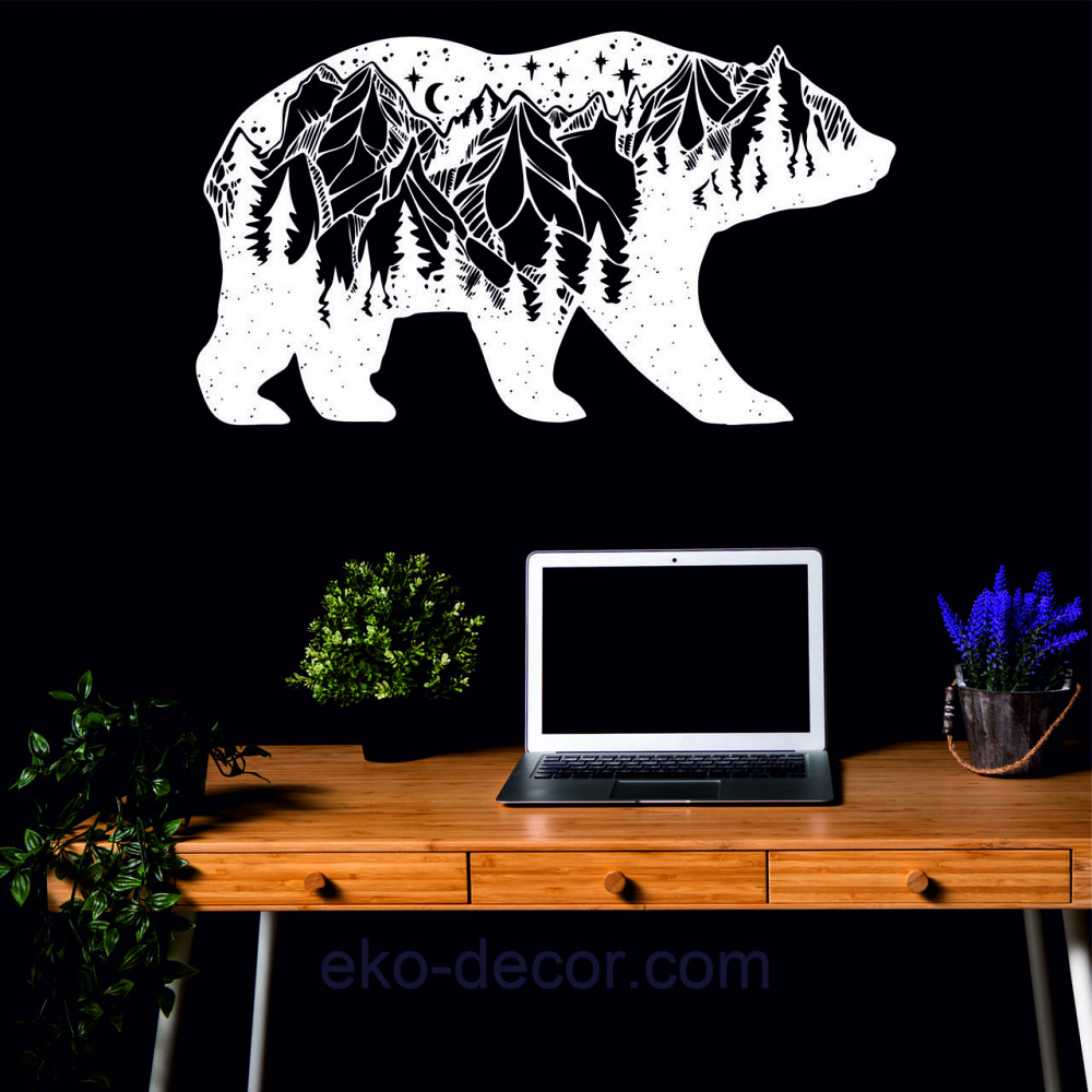 Декоративное настенное Панно «Медведь» Декор на стену 70*40 см, Белый Киев - изображение 5