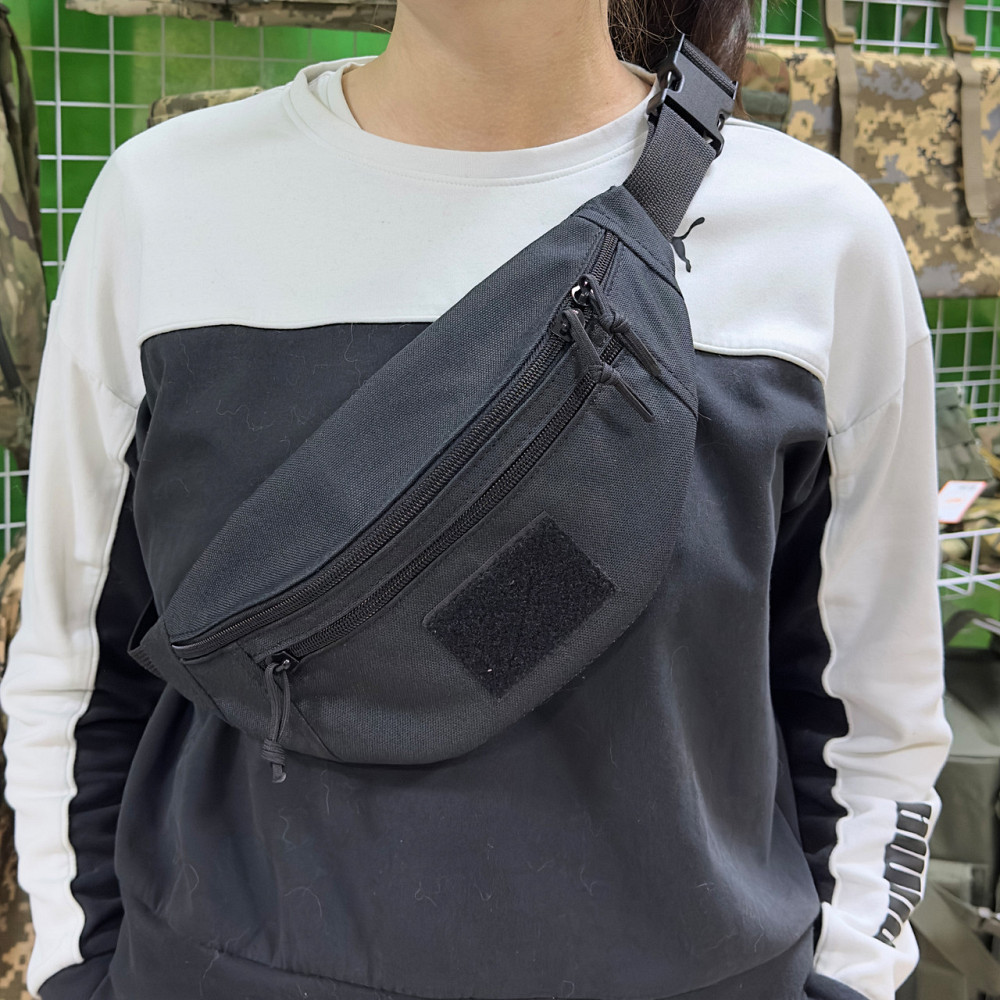 Тактична поясна сумка-бананка Чорна Поликордура Киев - изображение 1
