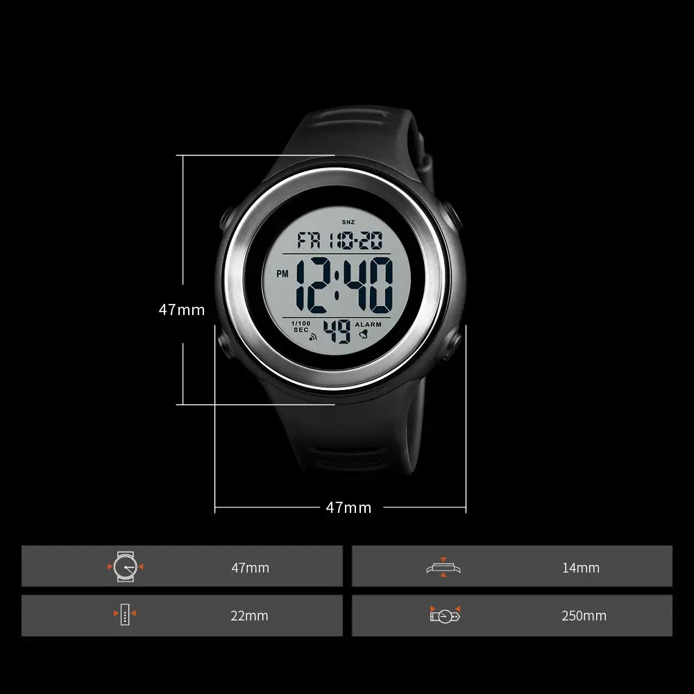 Спортивний чоловічий наручний годинник Skmei 1394 sun (Чорний з білим) Вінниця - фото 9