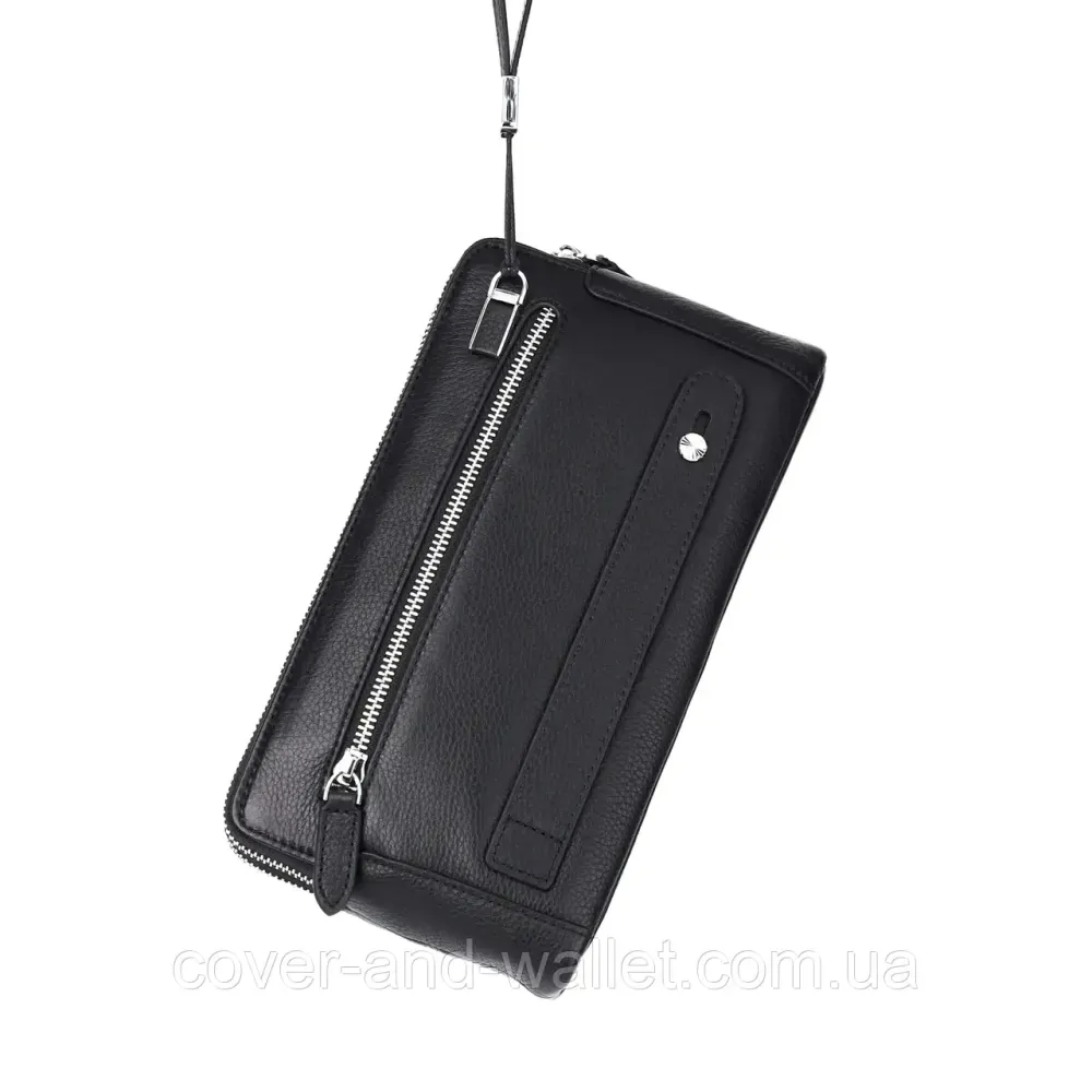 Солідна чоловіча барсетка на дві блискавки із натуральної шкіри Marco Coverna MC 8747-3 Black Київ - фото 7