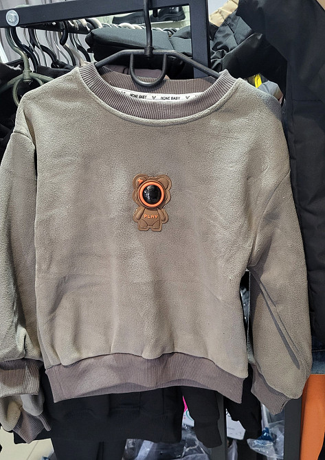 Детский велюровый утепленный свитшот космонавт для мальчиков 5,6,7,8 лет Николаев - изображение 3